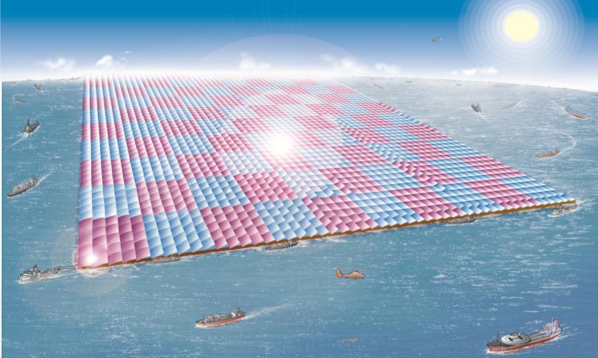 Realize 100% Renewable Energy by Sailing Mega-Solar Rafts in Low-Latitude Pacific Ocean